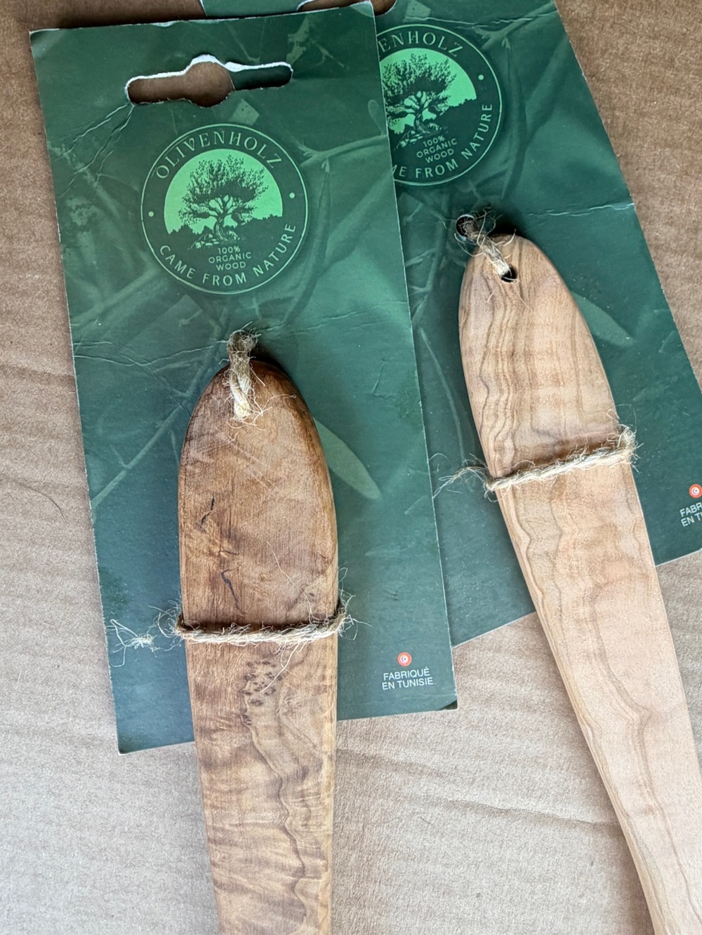 2 x Olive Wood Flat Kitchen Utensils 12” - Picture 3 of 7